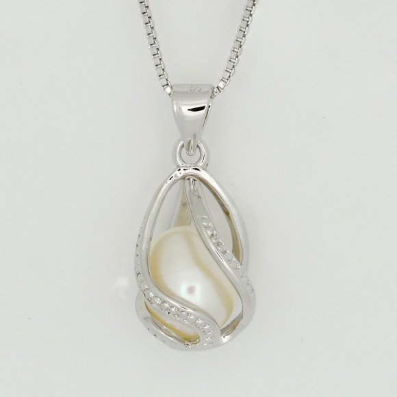 Genuine Freshwater Pearl Necklace Sterling Silver - Picture 2 of 5